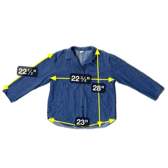 Vintage Denim Shirt Womens Size 14 GW Graff USA Button Up Retro 1990s Blue - Picture 9 of 9
